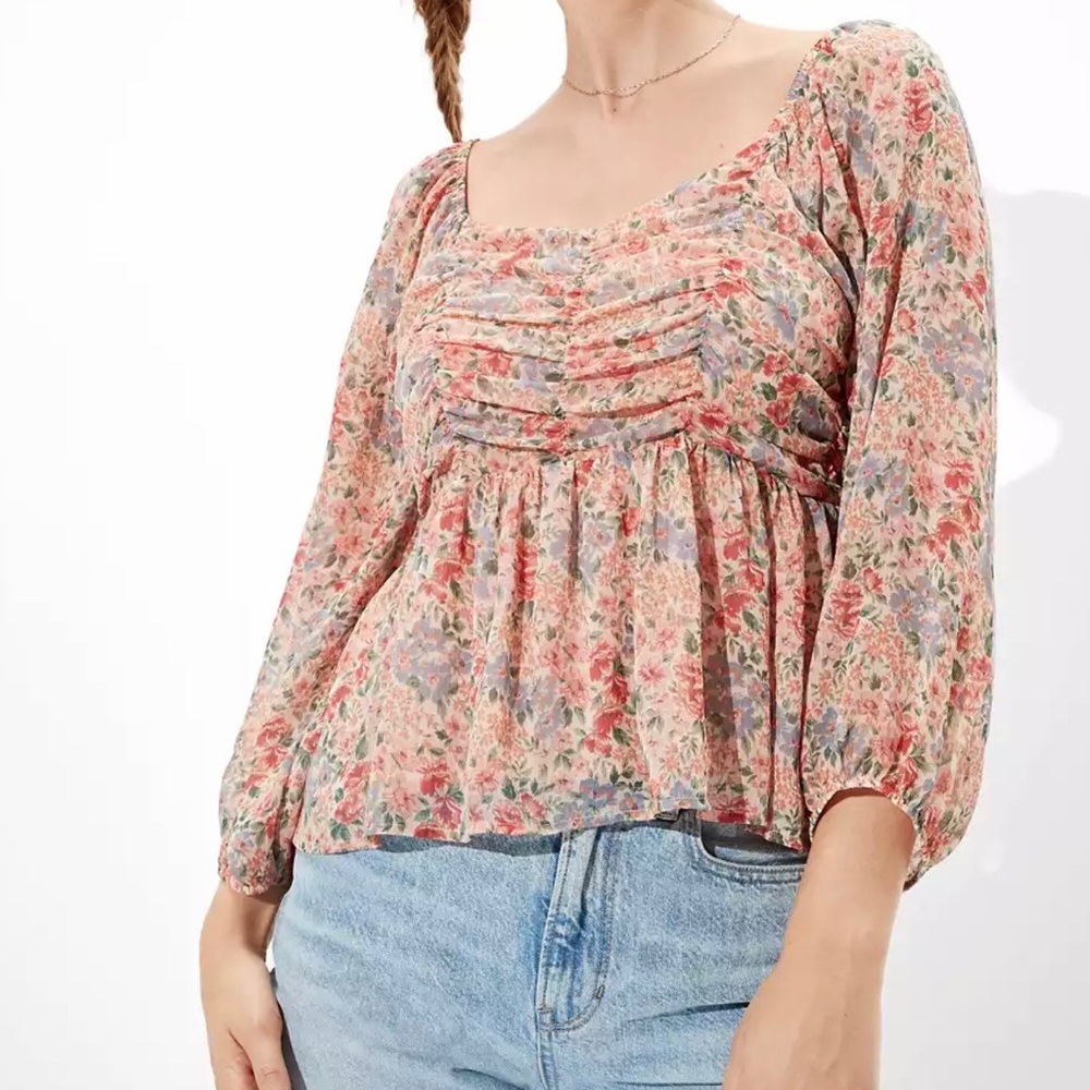 AE Chiffon Ruched Top